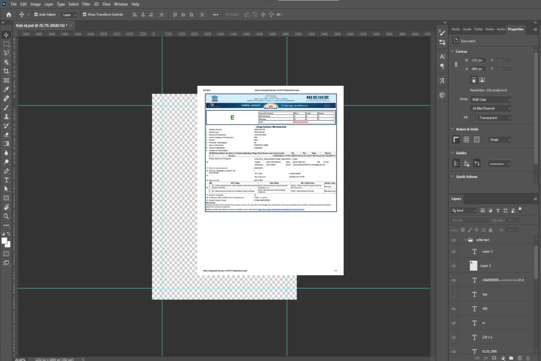 Modèle Word et PDF de certificat d'enregistrement Inde Udyog Aadhaar, version 2 template
